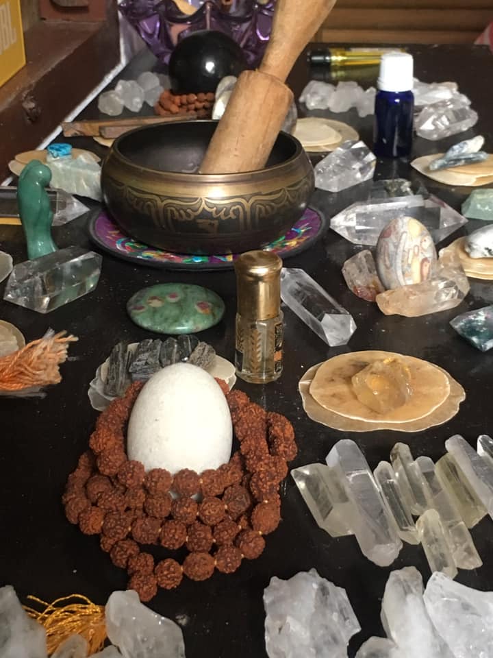 Altar, spiritual practice, crystals, meditation, intuition, Siddha kundalini, healing
